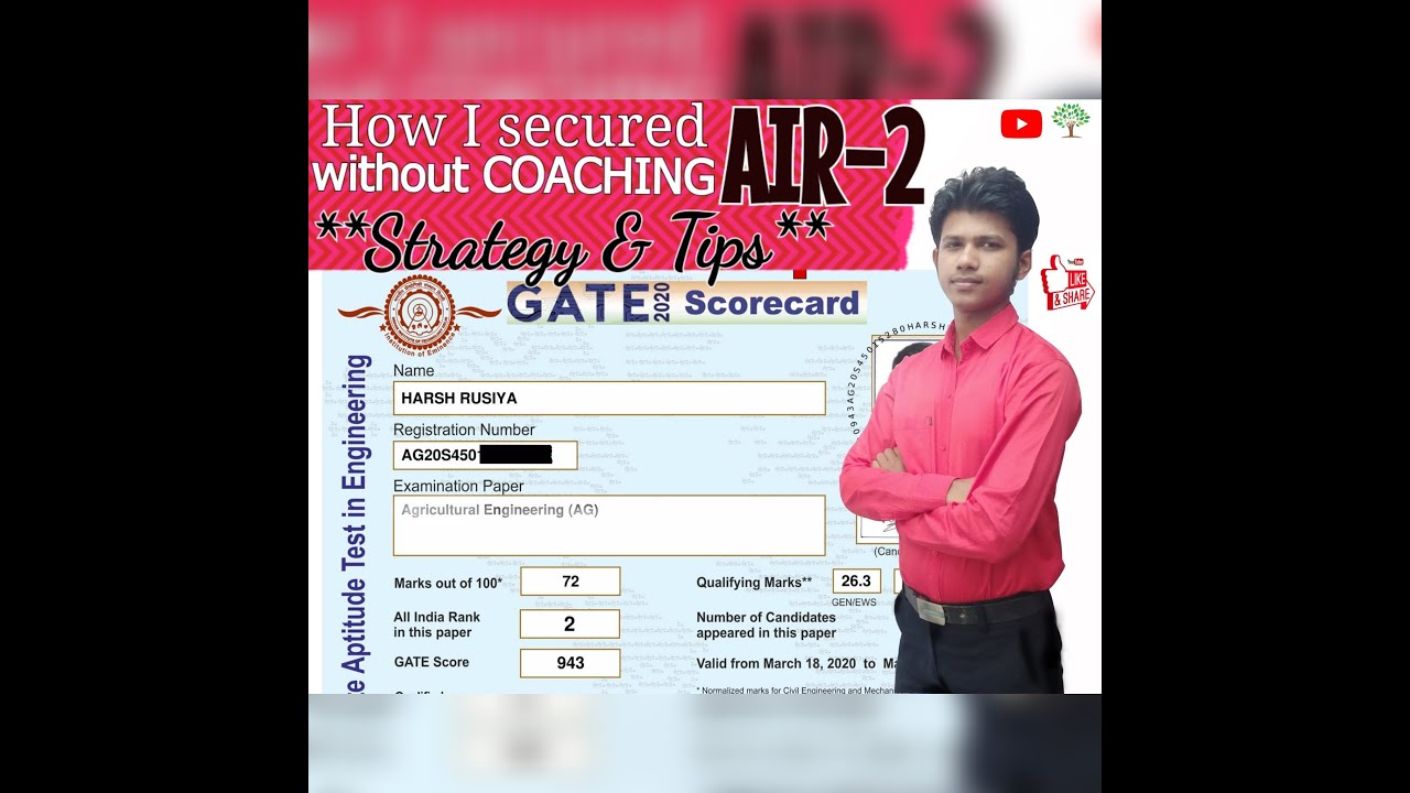 GATE 2020 Topper | Harsh Rusiya AIR 2 | Introduction To Agricultural Engineering Gate Series