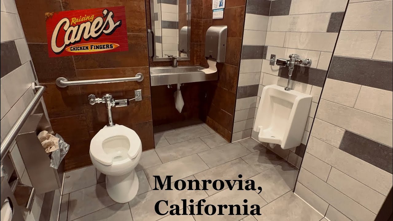 3 Restroom Tours | AS Washbrook Urinal & Kohler Toilet Flush | Raising Cane’s, Monrovia, California 