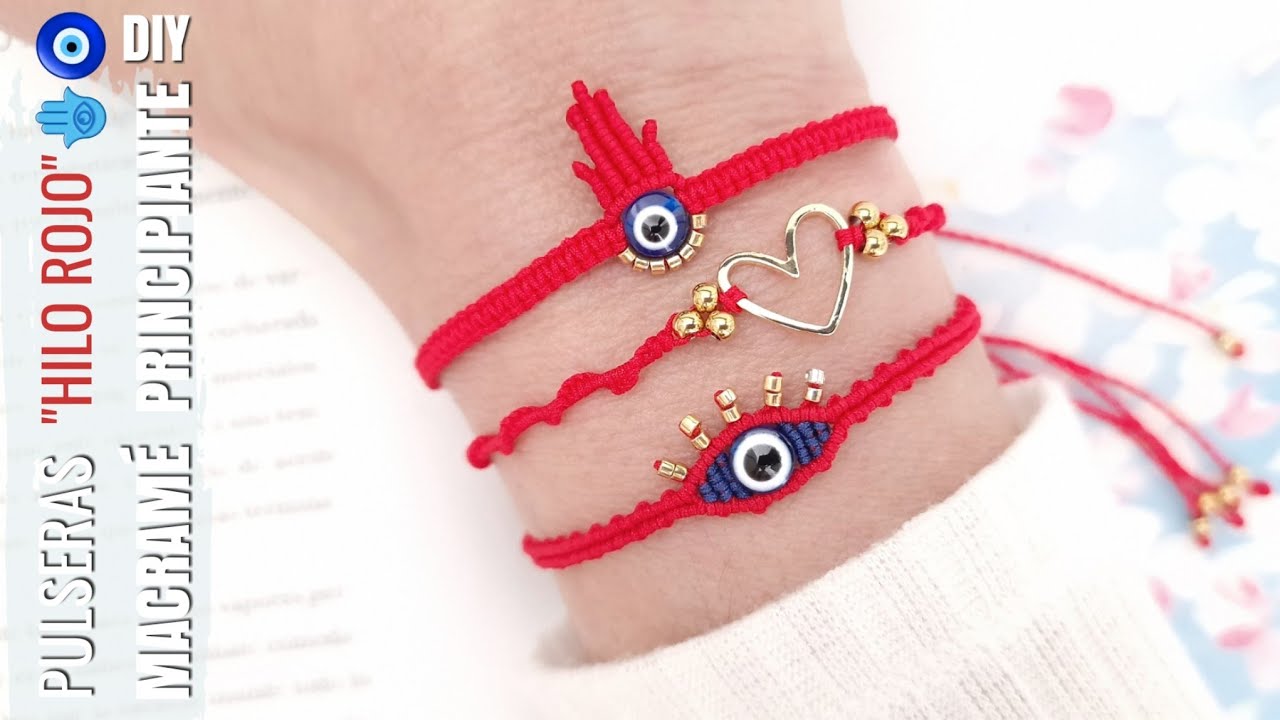 DIY PULSERAS HILO ROJO BUENA VIBRA | PULSERAS HILO ROJO DE PROTECCIÓN EN MACRAMÉ | Kabbalah bracelet