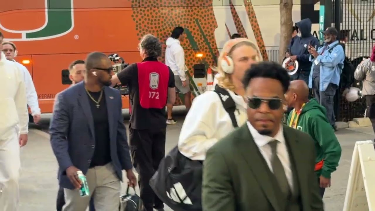 Miami Hurricanes arrive at the National Championship game January 19, 2026