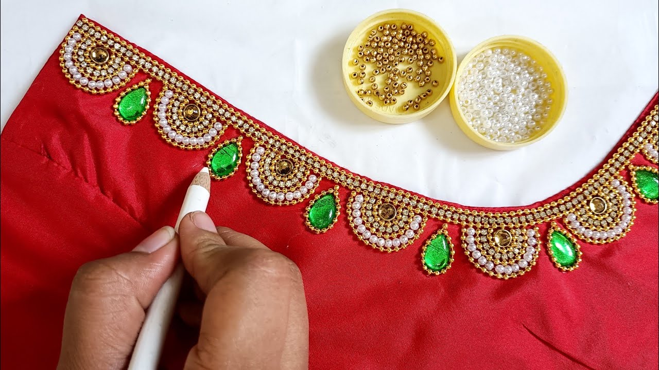 Heavy Bridal Aariwork Blouse Design|Blouse Design|Embroidery Design|Maggamwork Blouse Design|Design