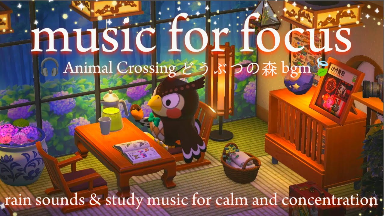music for focus🎧🌧️rain sounds & calm study music for concentration🍃animal crossing どぶつの森 ambience