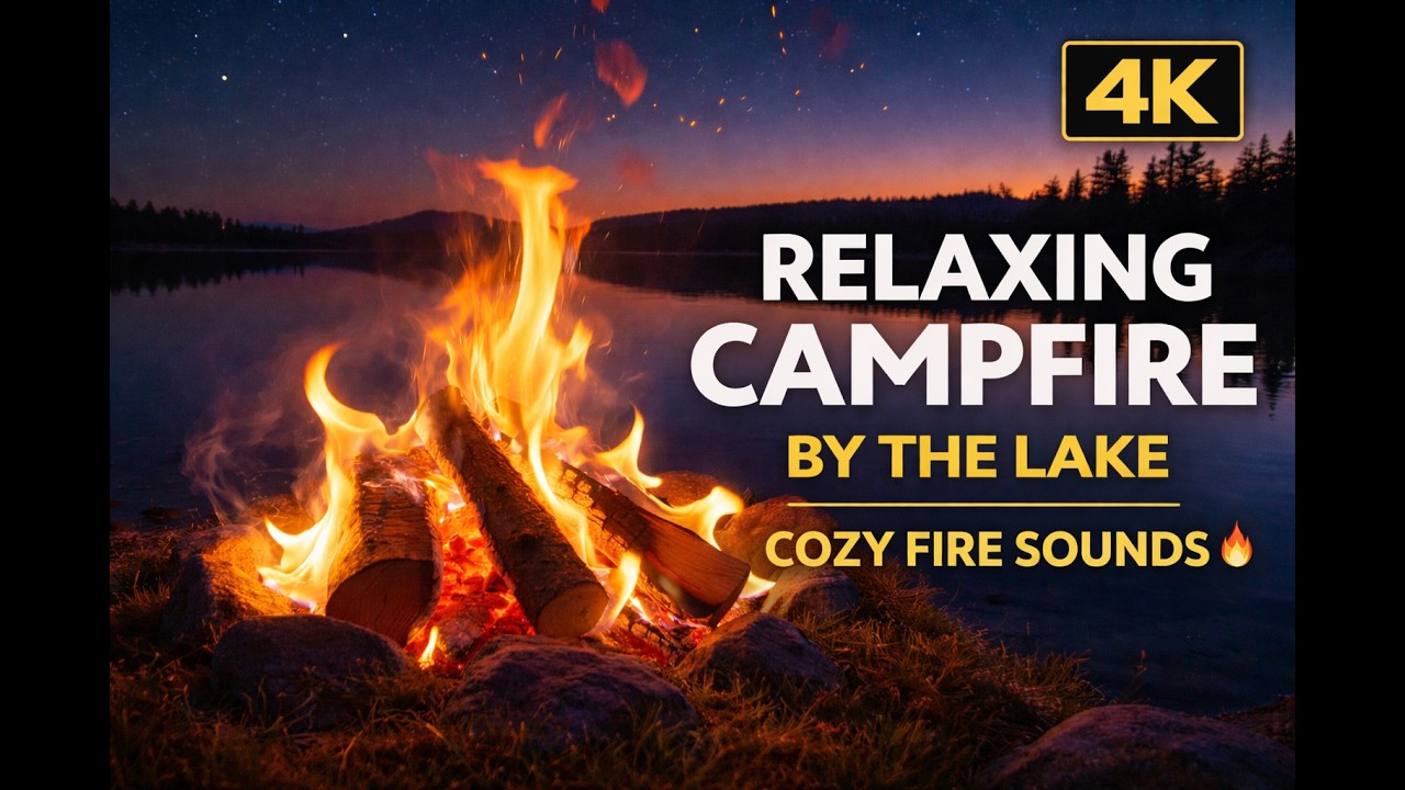 Relaxing Campfire by the Lake ASMR | Cozy Fire Sounds 🔥