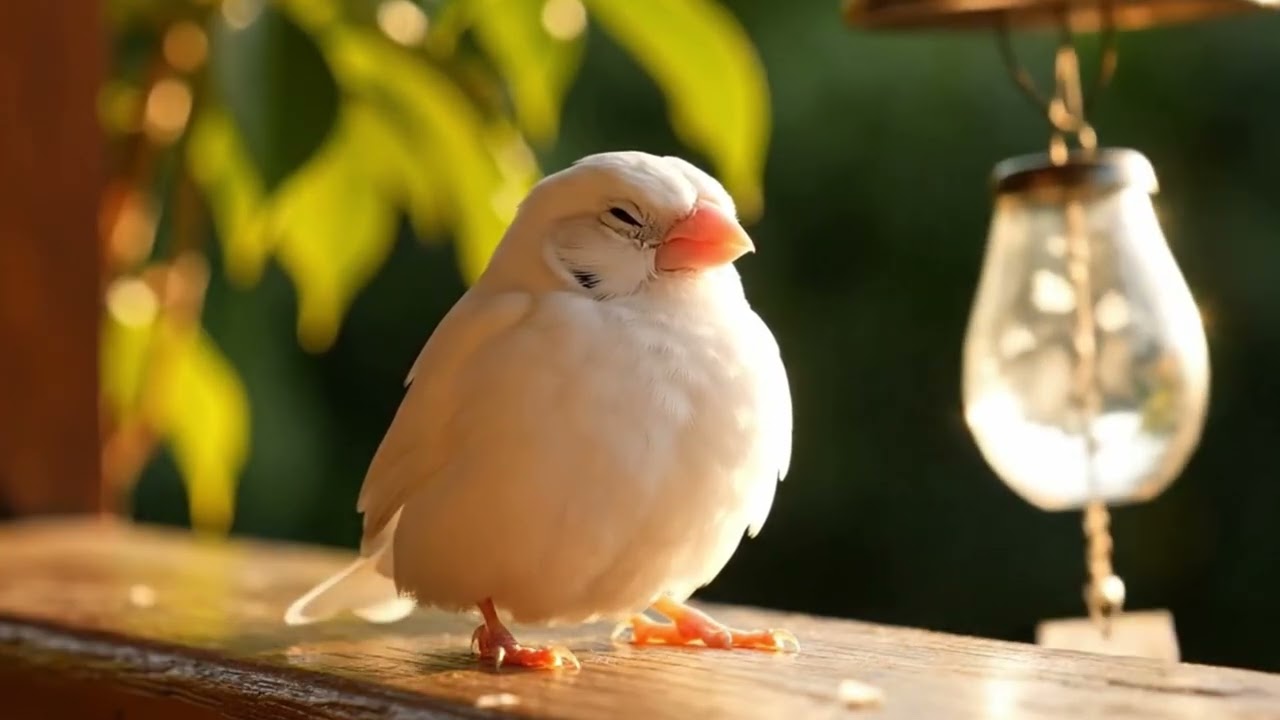 Deep Sleep ASMR | Morning Birdsong & Fluffy White Java Sparrow 🐦☀️