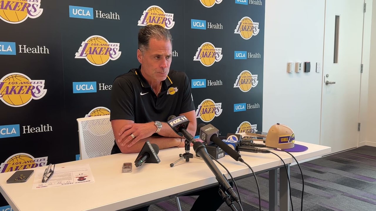 Rob Pelinka talks about Lakers drafting Bronny James with the No. 55 pick