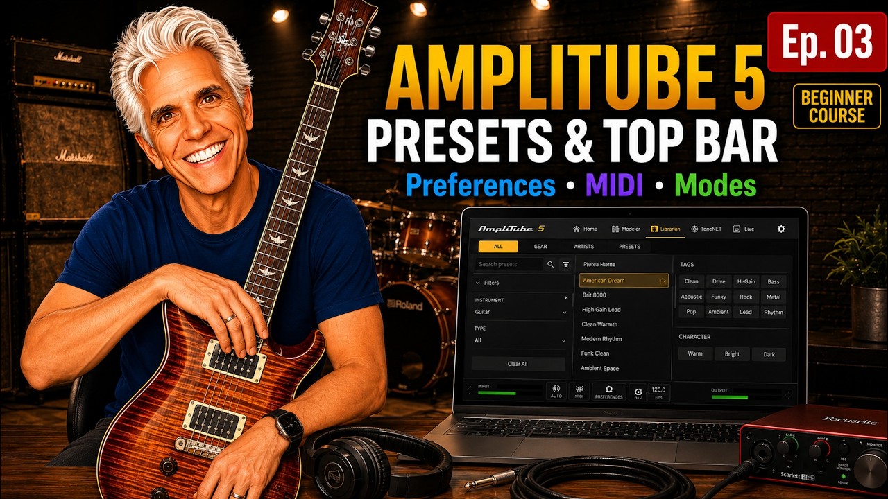 AT5 Top Bar Deep Dive, Presets, Preferences and more: AmpliTube 5 Tutorial (Ep. 03)