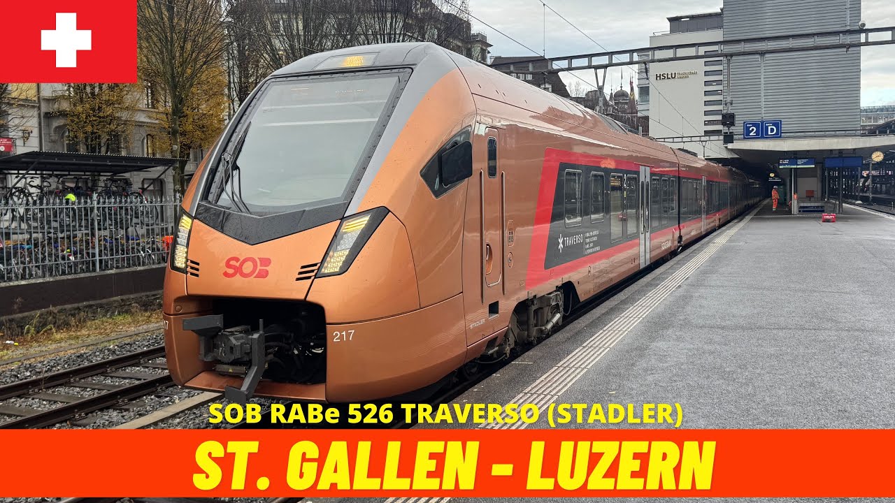 Cab Ride St. Gallen &rarr; Luzern (S&uuml;dostbahn SOB, Switzerland, November 2025) driver's view 4K