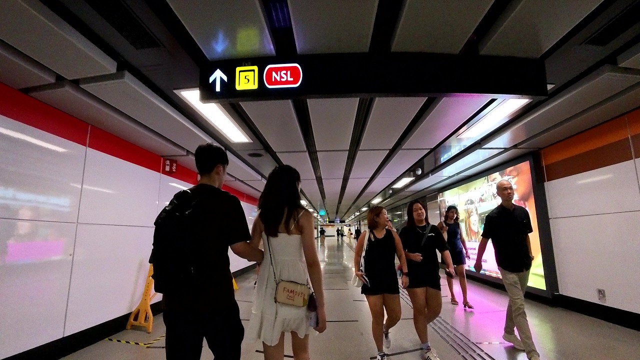 Marina Bay MRT Station | Paid transfer link walk from TEL Platform F to NSL Platforms