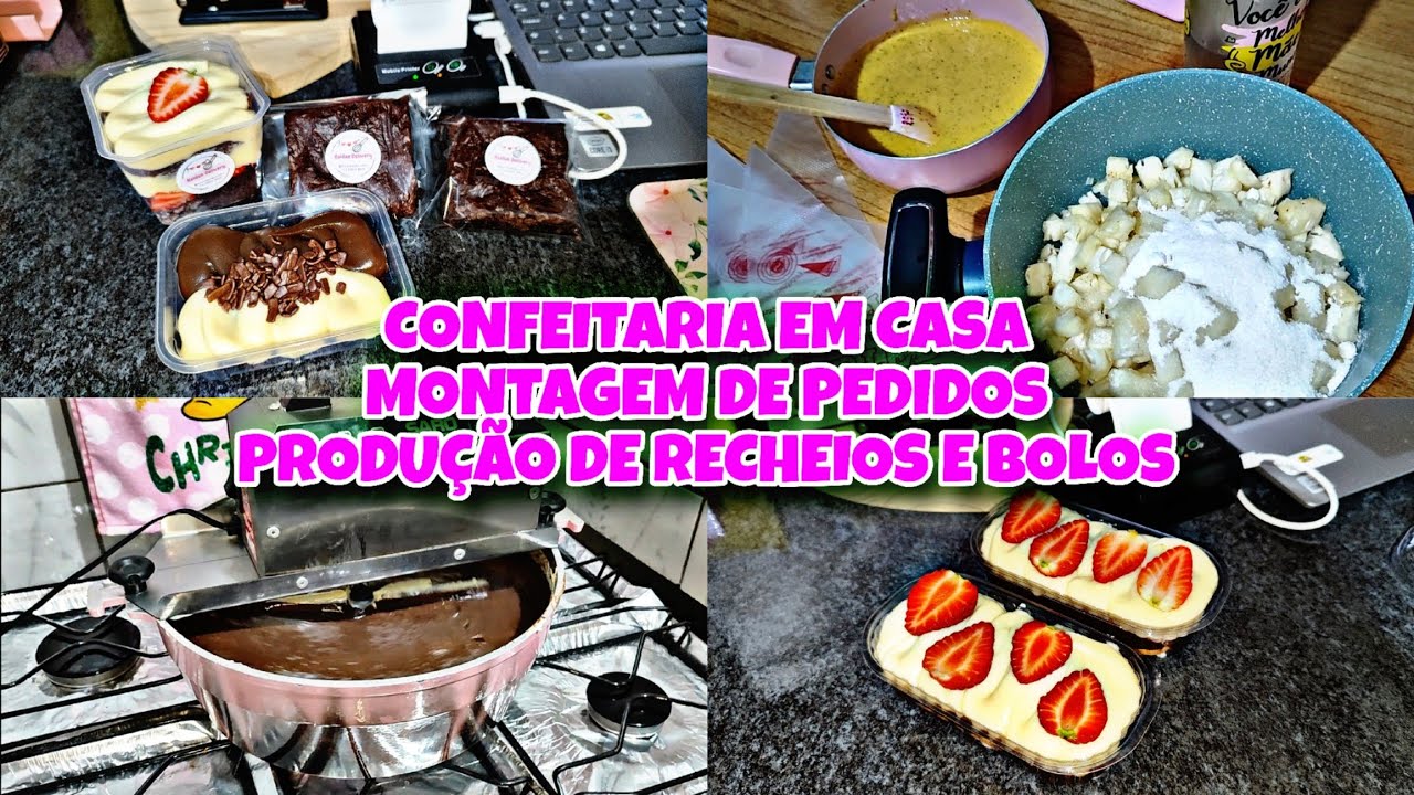 PRODUÇÃO DE RECHEIOS E BOLOS / ROTINA DE VENDAS DE UM DELIVERY DE DOCES EM CASA 🩷