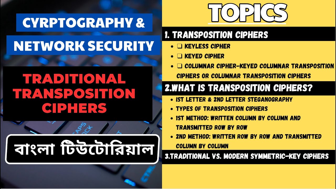 Traditional Transposition Cipher in cryptography in bangla | Keyed, Keyless, Columnar transposition.