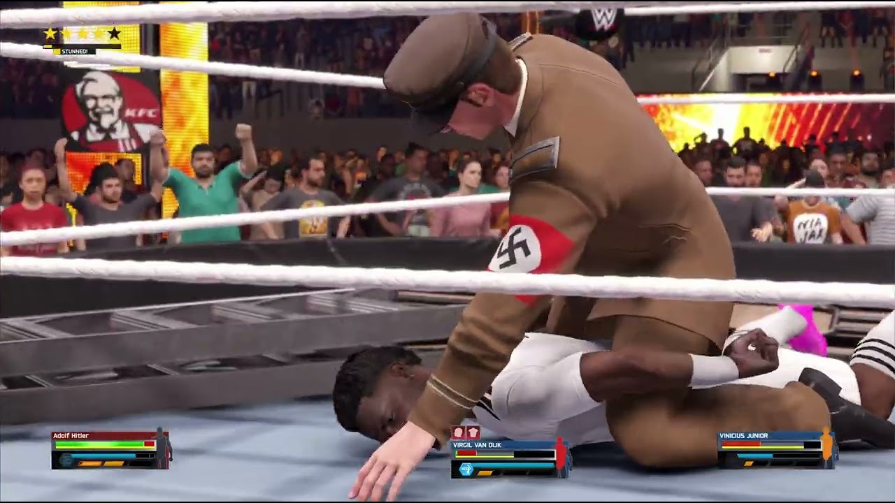 WWE 2K25 on M4 Mac Mini Xbox Cloud Gaming Adolf Hitler against 3 footballers including Salah