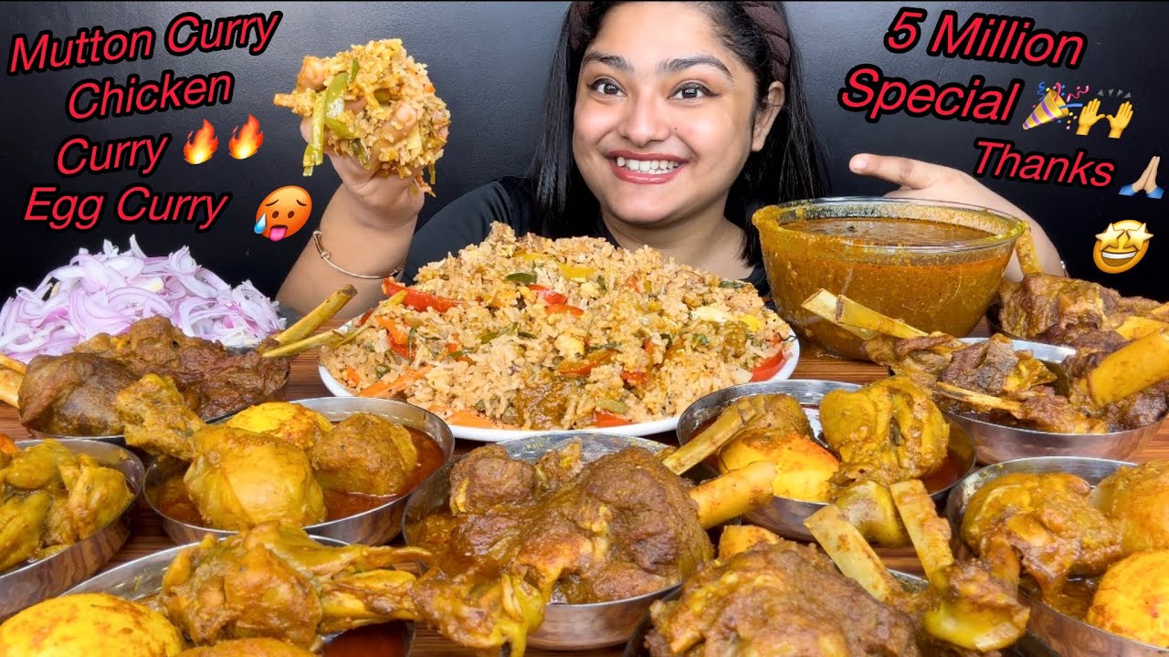 5 MILLION SPECIAL 🎉SPICY MUTTON CURRY, SPICY CHICKEN CURRY & SPICY EGG CURRY WITH CHICKEN FRIED RICE