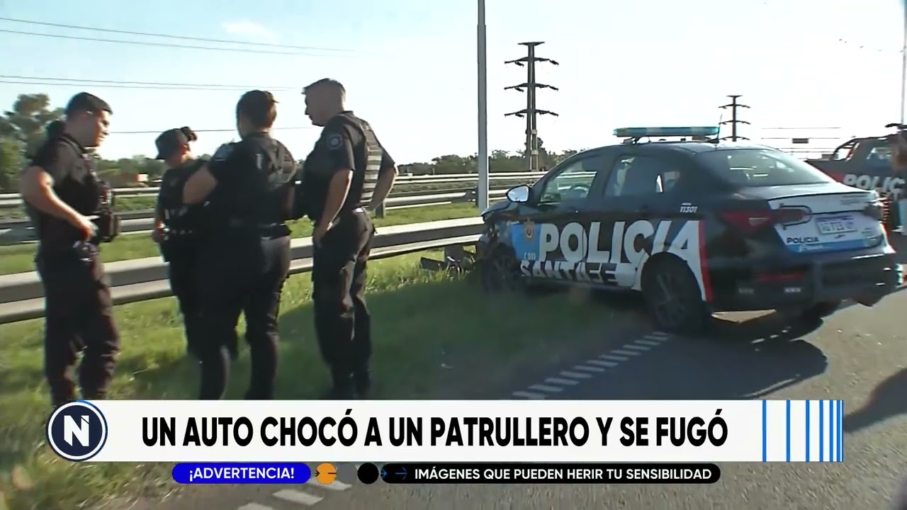 Un auto chocó a un patrullero y se fugó | TELEFE ROSARIO