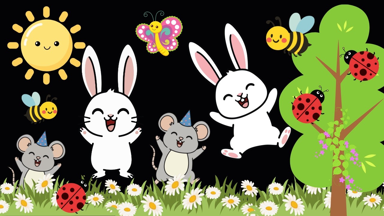 Peekaboo Bunny in the Garden SpringTime Baby Sensory Video High Contrast & Calm Music #babysensory