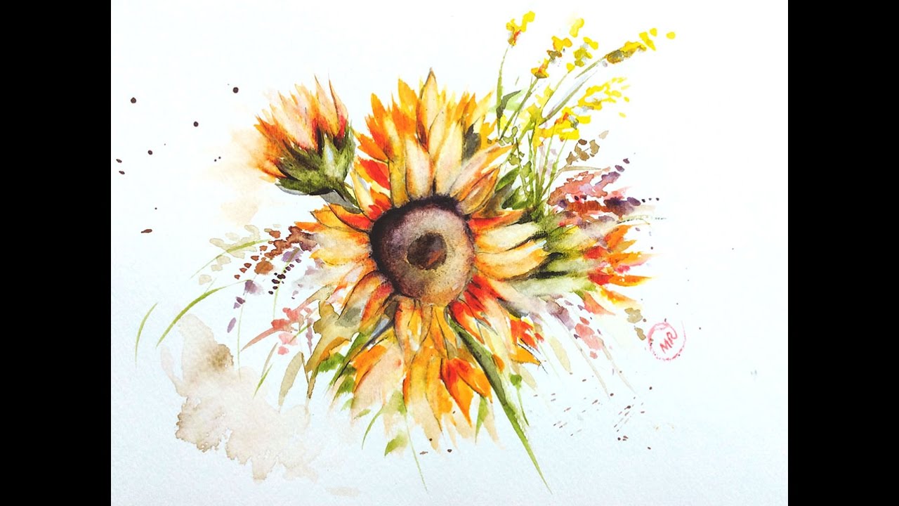 Watercolor Sunflower Painting Demonstration