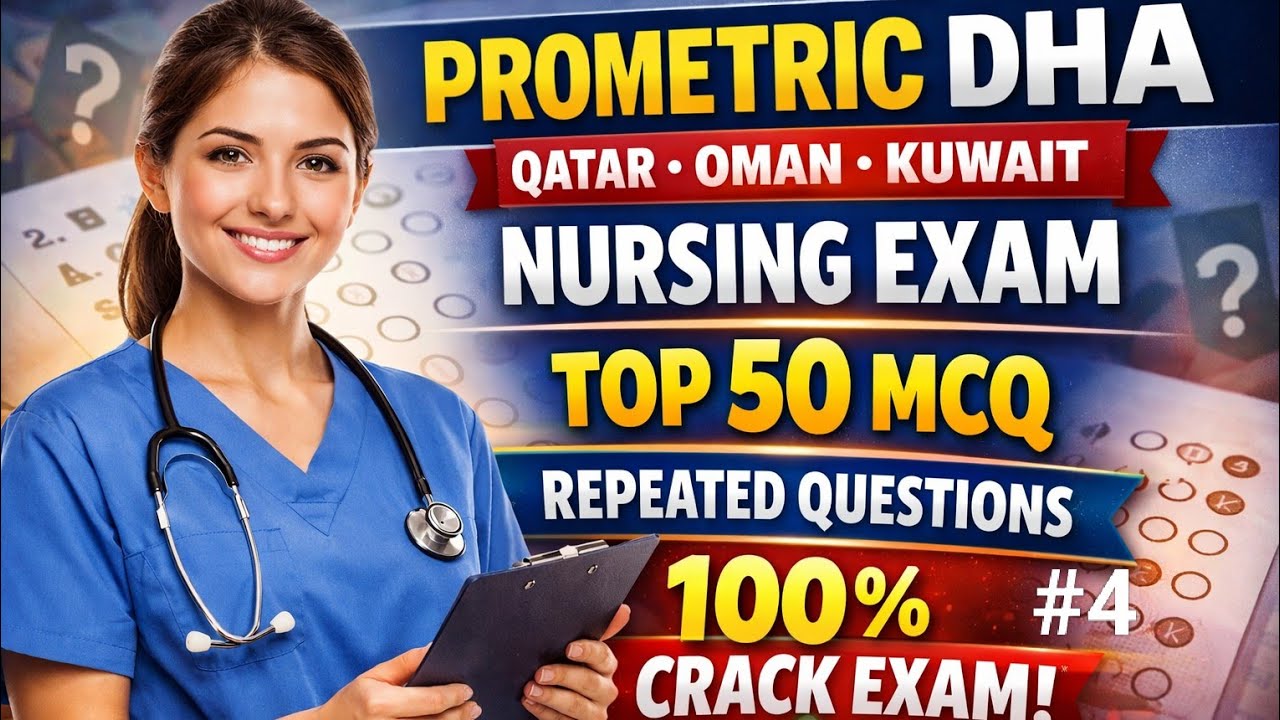 (Part-4) 50 MOST IMPORTANT MCQ WITH RATIONAL| PROMATRIC, DHA,QATAR KUWAIT NURSING|NORCET|NCLEX 