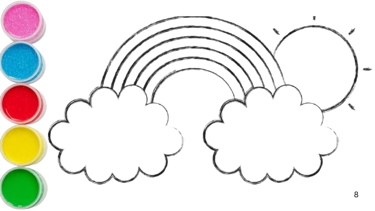 How to draw a rainbow and cloud drawing || Cute rainbow drawing || Step by step rainbow drawing ||