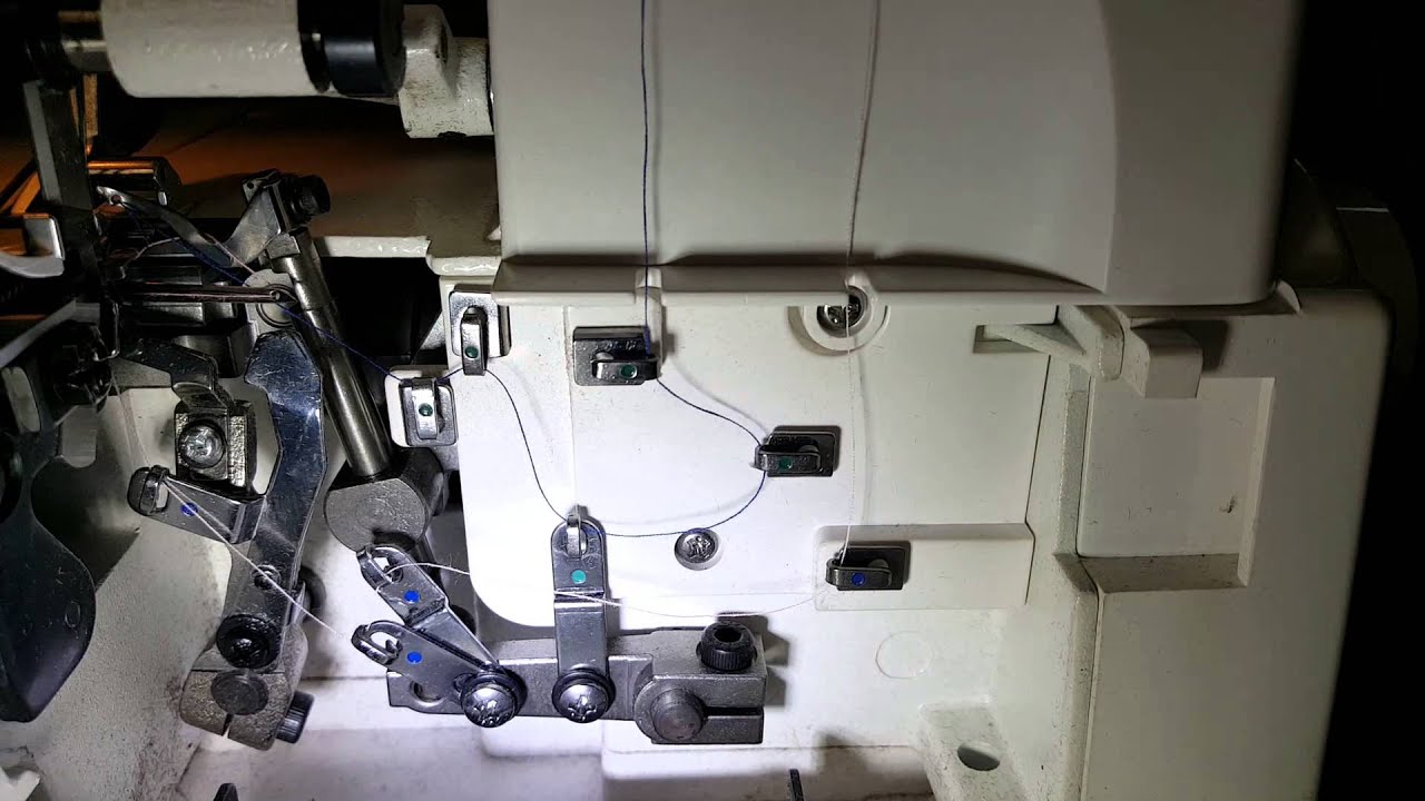 Proper threading of a 4 thread serger machine