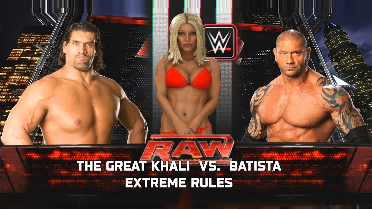 Экстремальные правила - Великий Хали против Зверя Батисты #thegreatkhali #markhenry #batista #wwe...