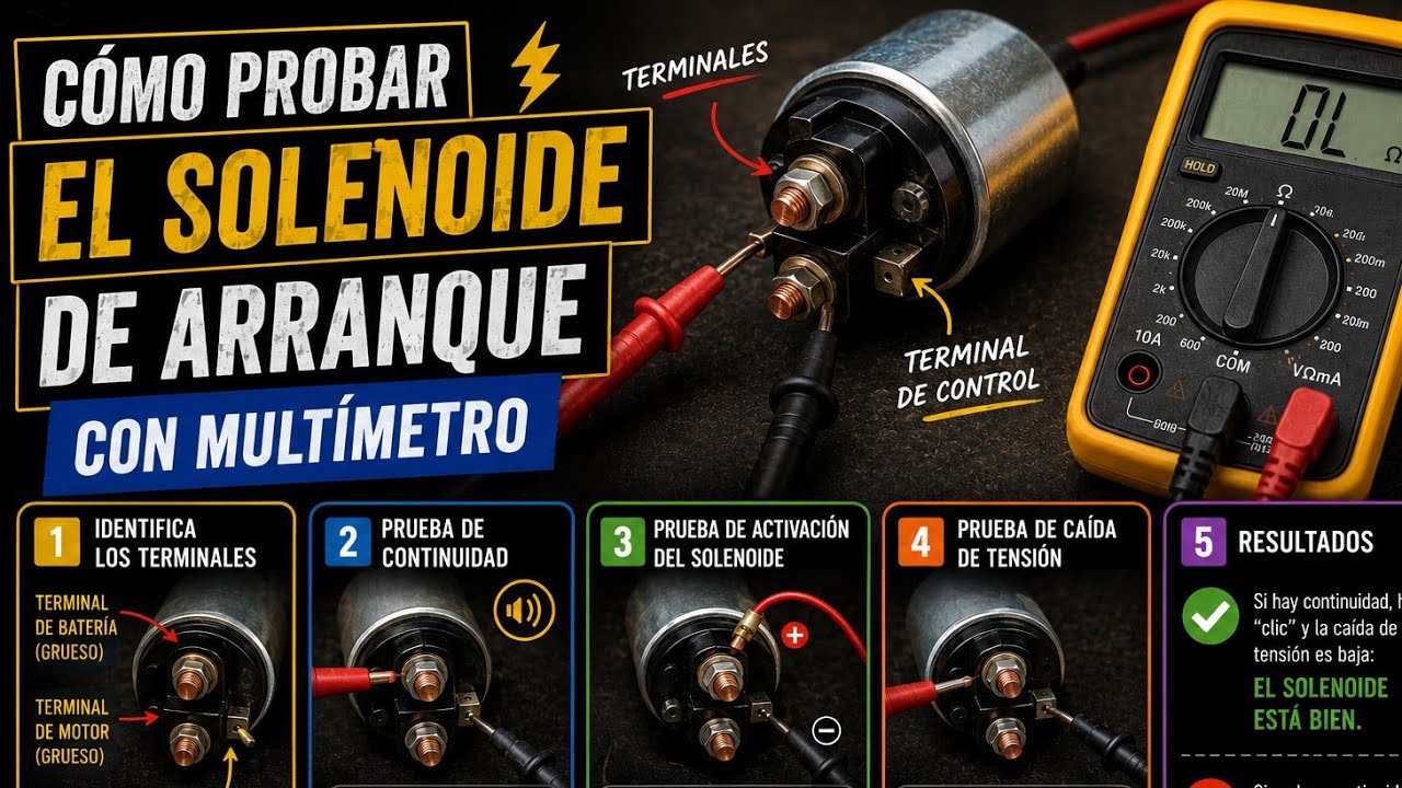 COMO PROBAR EL SOLENOIDE DE ARRANQUE CON MULTIMETRO