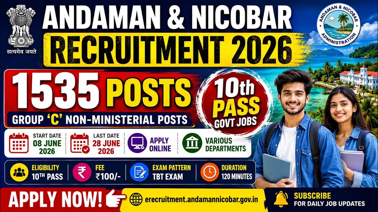 Andaman Nicobar Vacancy 2026 | 1535 Government Jobs | Salary, Age Limit Group C Vacancy 2026 #jobs 
