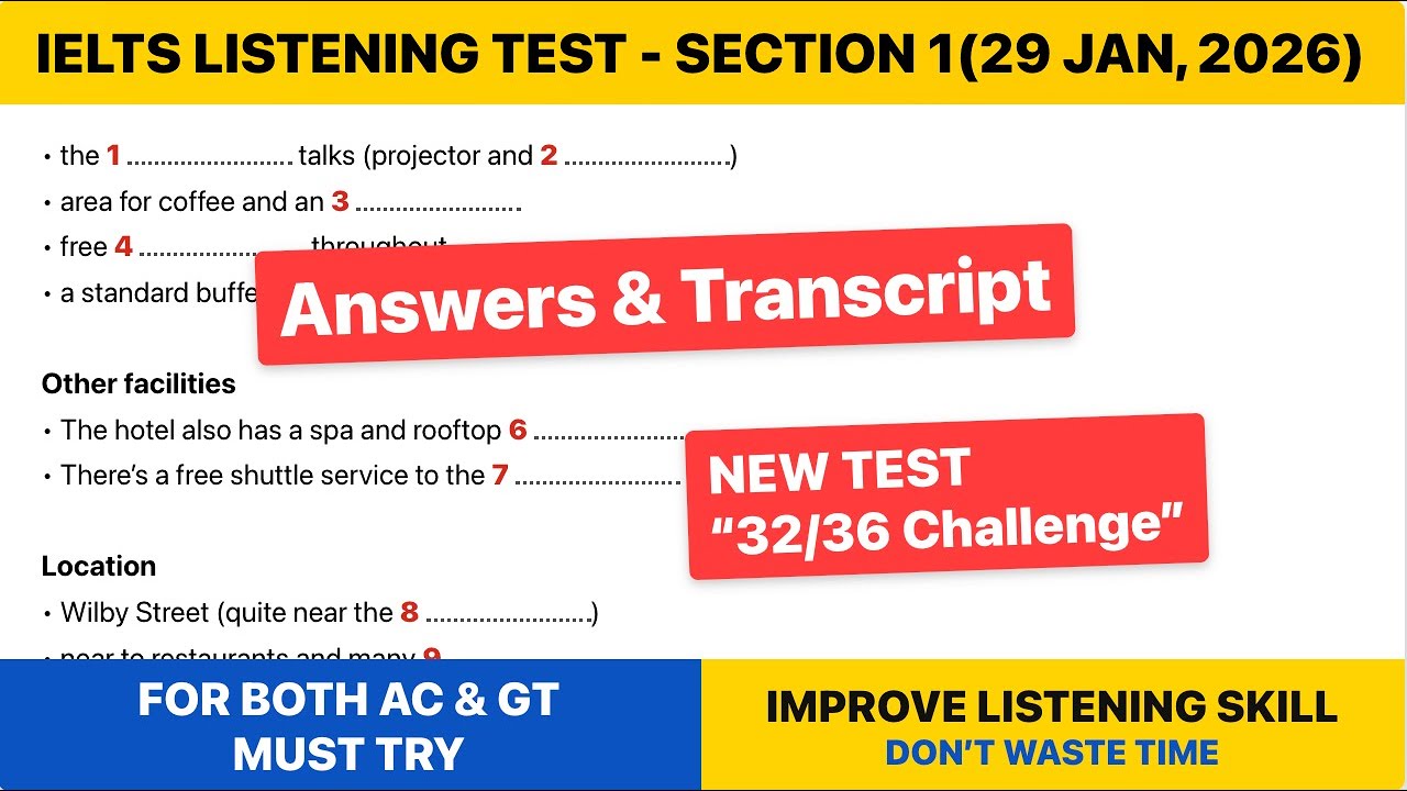IELTS Listening 2026 – Section 1 | With Answers & Transcript (29 Jan 2026)