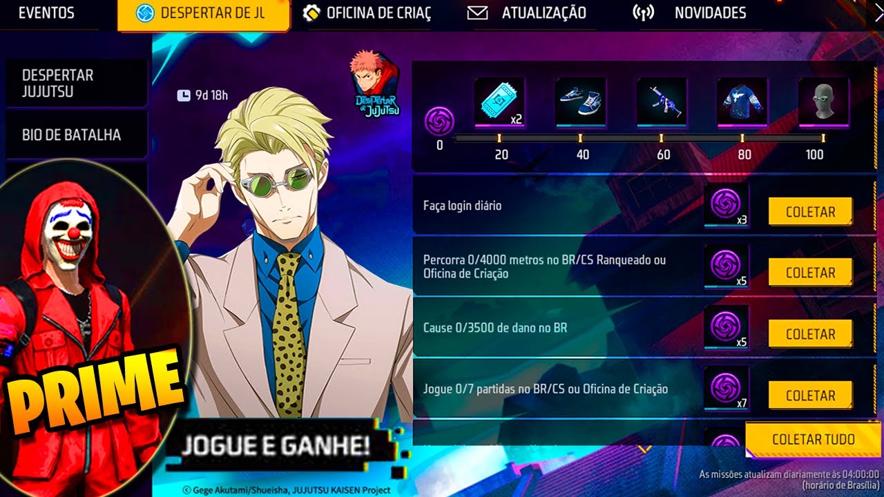 É AMANHÃ! 5 ITENS GRÁTIS, TOP CRIMINAL, NOVO PASSE, RANQUEADA CS35, LOJA PRIME E MAIS NOVIDADES FF