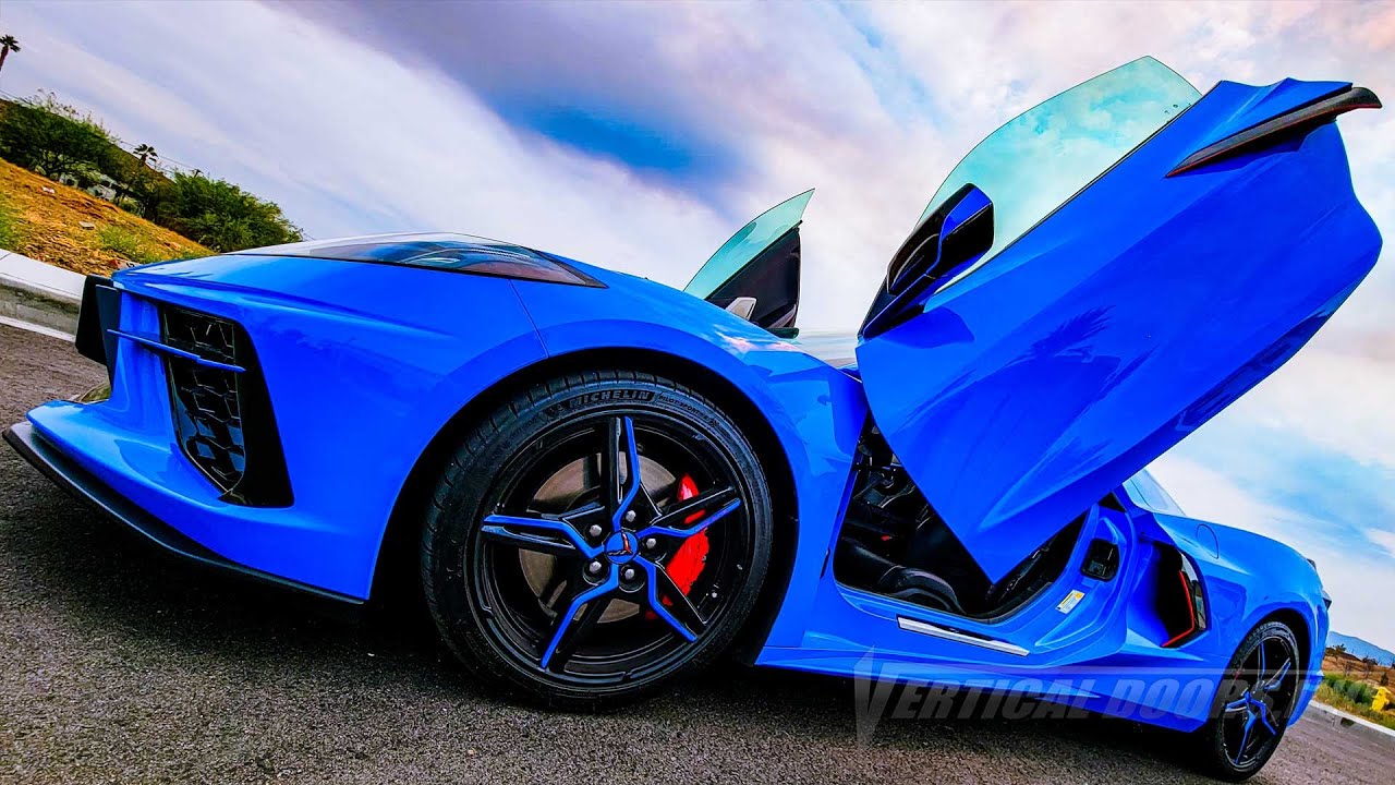 C8 Corvette with Lambo Doors Conversion Kit, manufactured and installed by Vertical Doors, Inc.