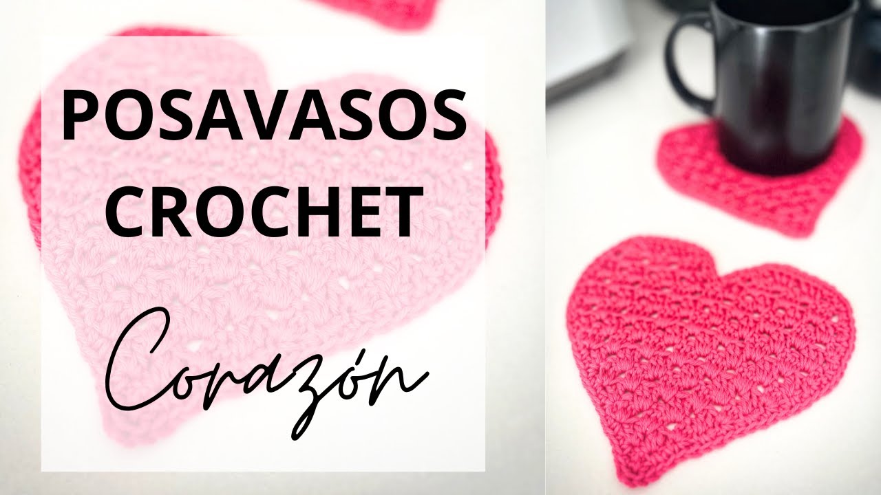 🩷 Cómo tejer POSAVASOS a CROCHET con forma de corazón 🩷