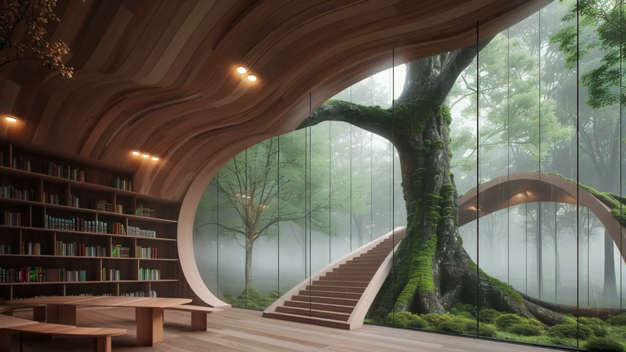 Silence is an answer too. - Quiet Forest Library Ambience | Letting Go & Moving On [4K]