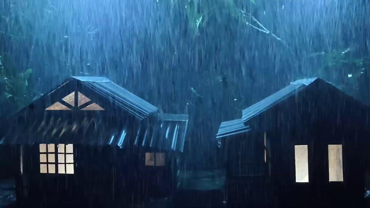 No Ads Rain Sounds for Sleeping - ASMR Wild Night Rain on Tin Roof for Severe Sleep Disorder #111