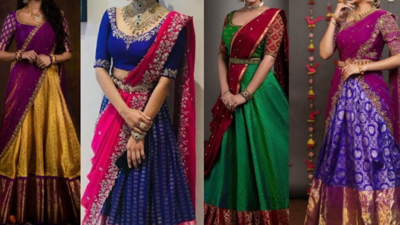 Latest Designer Wedding Pattu Half Sarees Ideas 2019 #2 II Sikana Trends