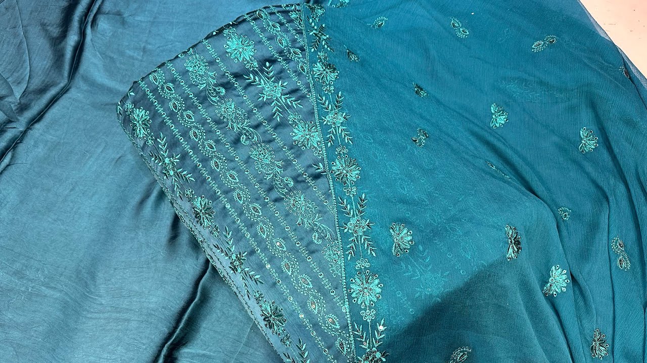 Silk Fabric Ka Bilkul New Design  Thread & Sequence Work Ke Sath | Chiffon Dupatta | Luxury 3PC Suit