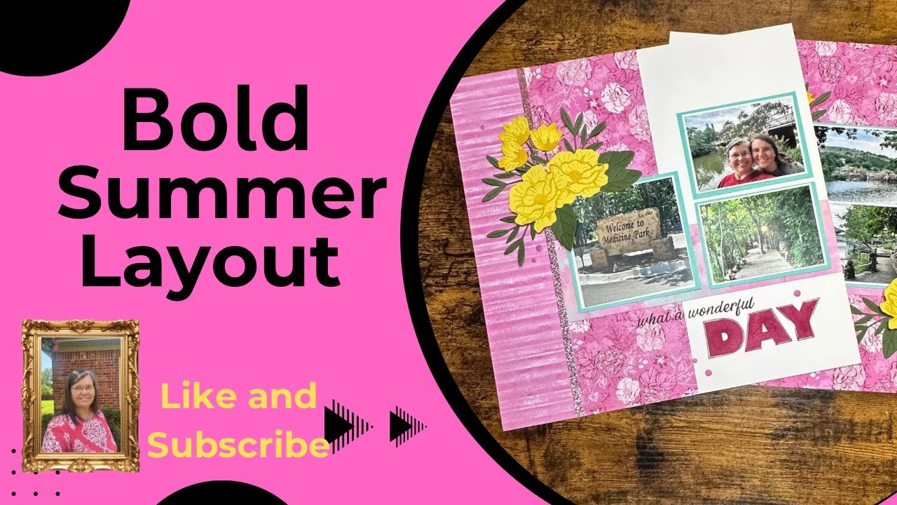 Bold summer double page scrapbook layout