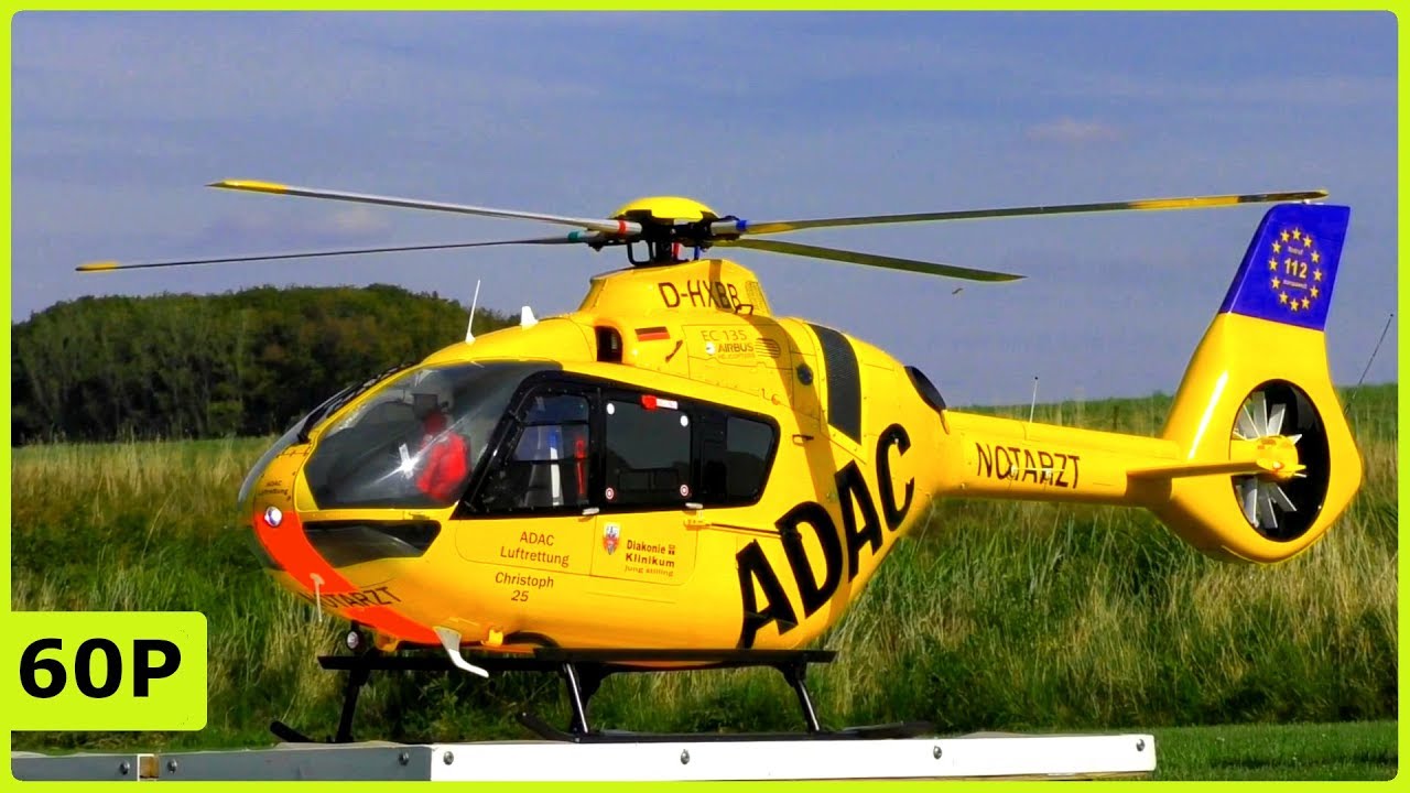 AMAZING XL RC SCALEFLYING SUPERSCALE EC135 ADAC ELECTRICAL FLIGHT DEMONSTRATION