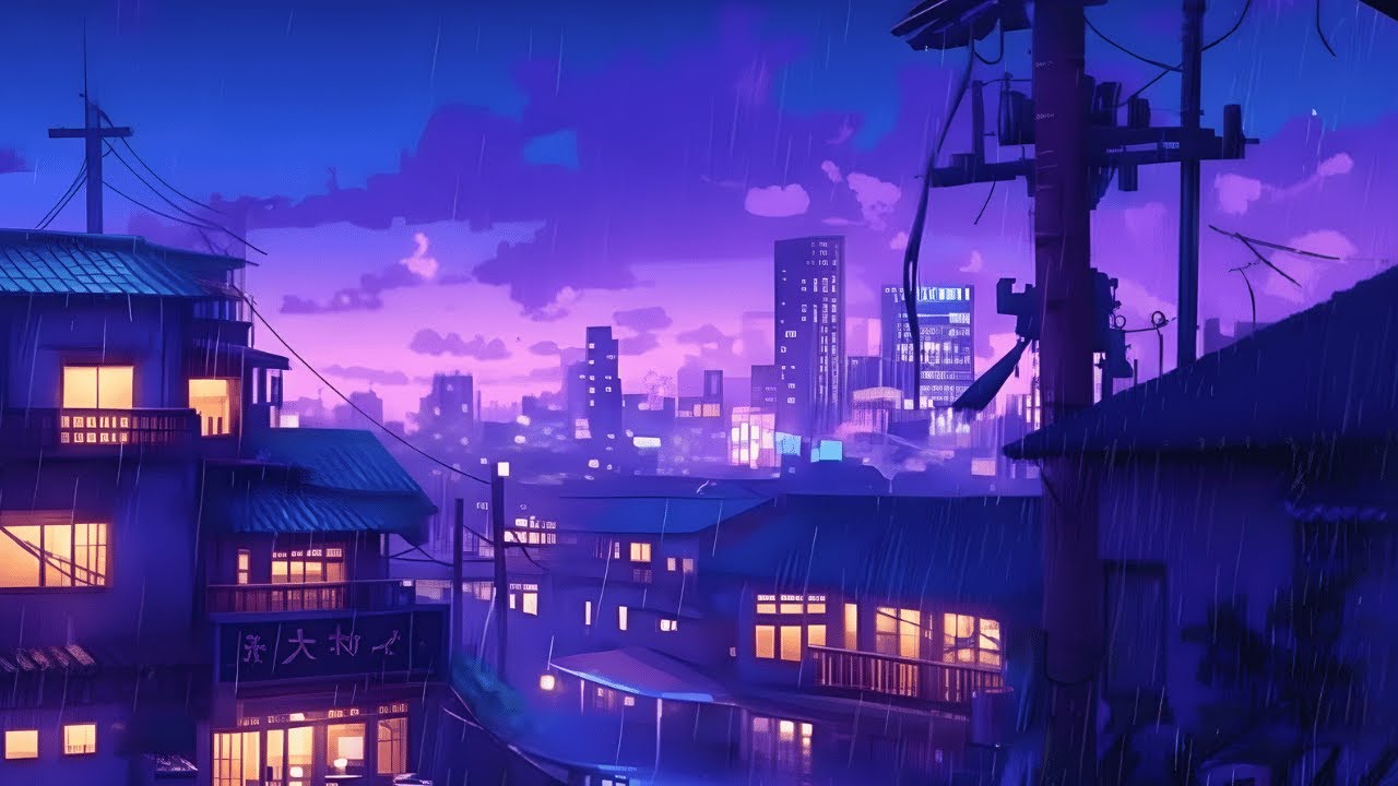 1990s Lofi City 🌂A Cozy Balcony Between Two Times 🎼 Lofi Rain Playlist