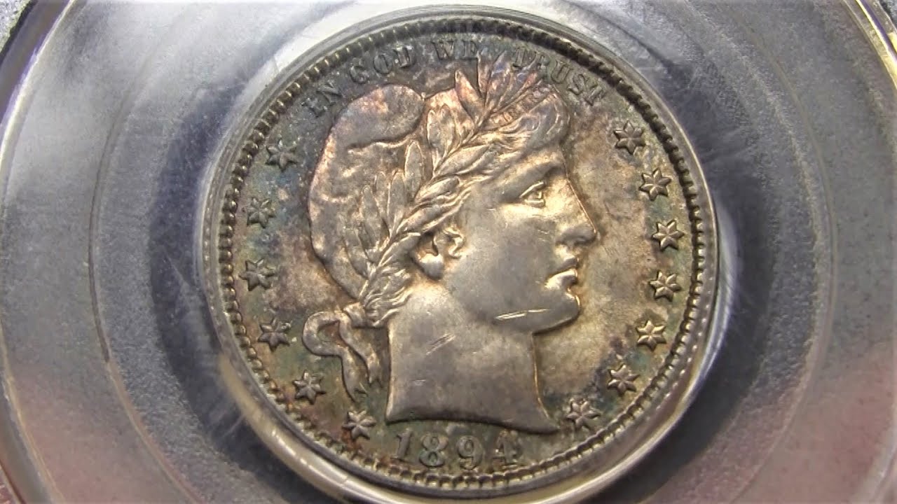 1894-O Toned Barber Quarter - AU58 PCGS