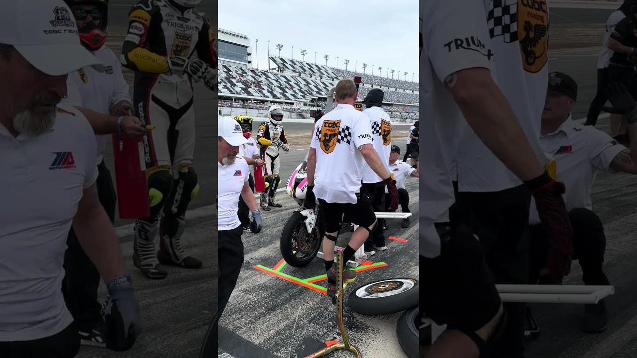 MOTORCYCLE PITSTOP Brandon Paasch's team does pitstop on Triumph Street Triple 765 RS in Daytona 200