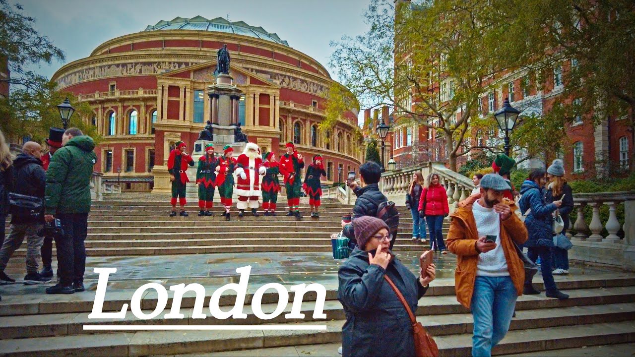 South Kensington London Walk 🎅 From Harrods to the Royal Albert Hall and the Michelin House 🍂. 4K