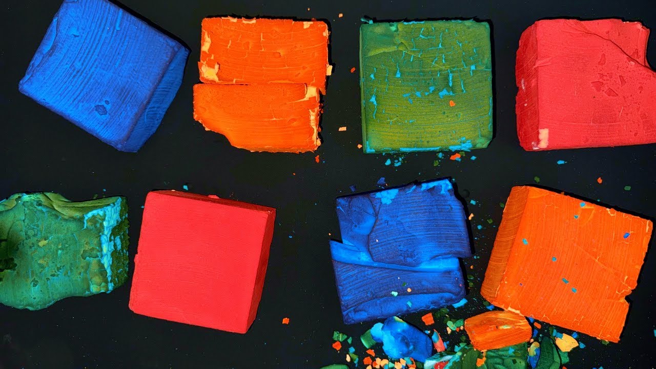 Dyed Gym Chalk Blocks Crushing ASMR Oddly Satisfying 