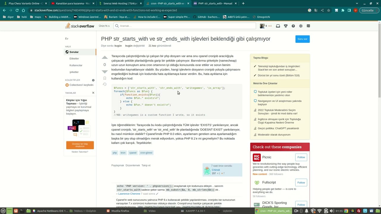 PHP str starts with and str ends with functions not working as expected