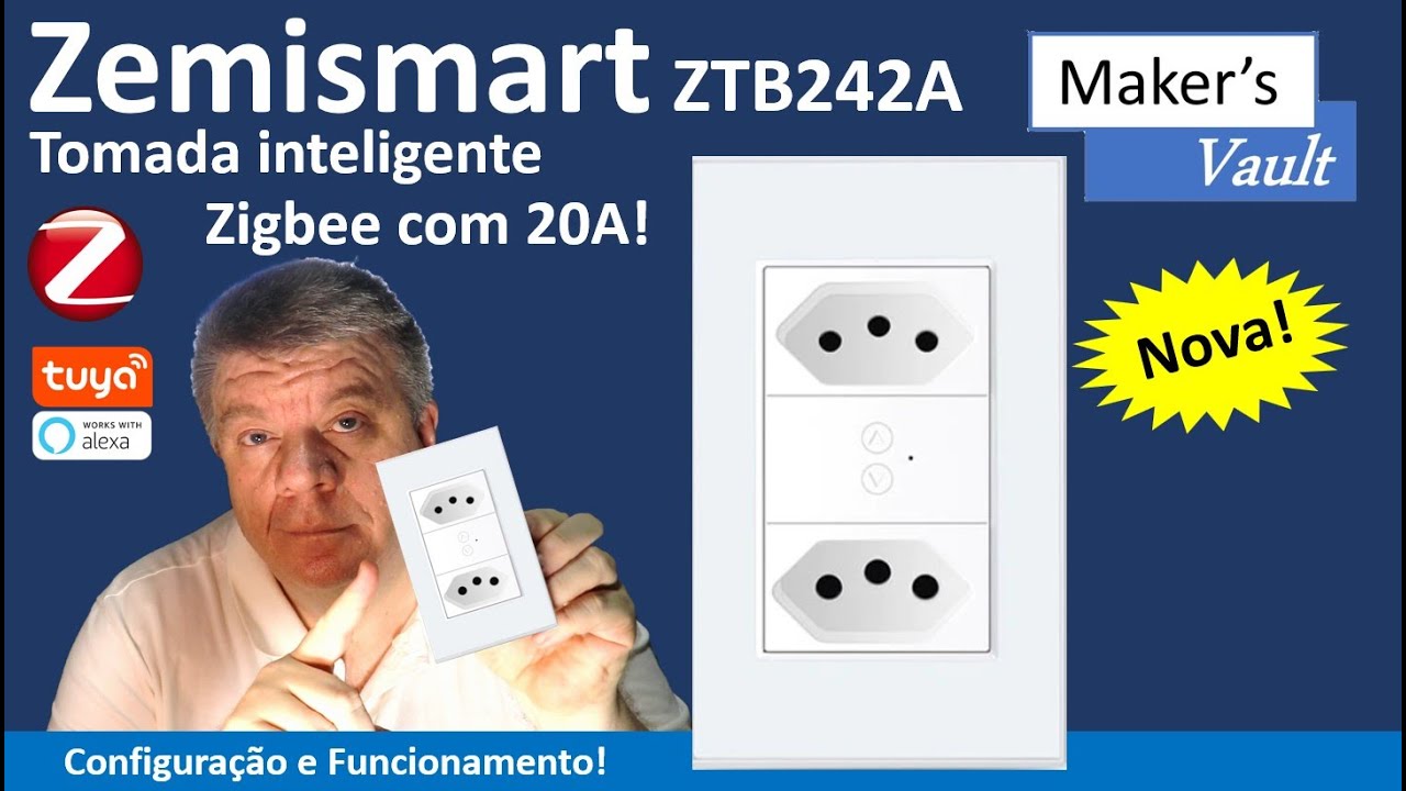 Zemismart ZTB242A: Tomada Inteligente Zigbee padr&atilde;o brasileiro com 20A - Use com Alexa!