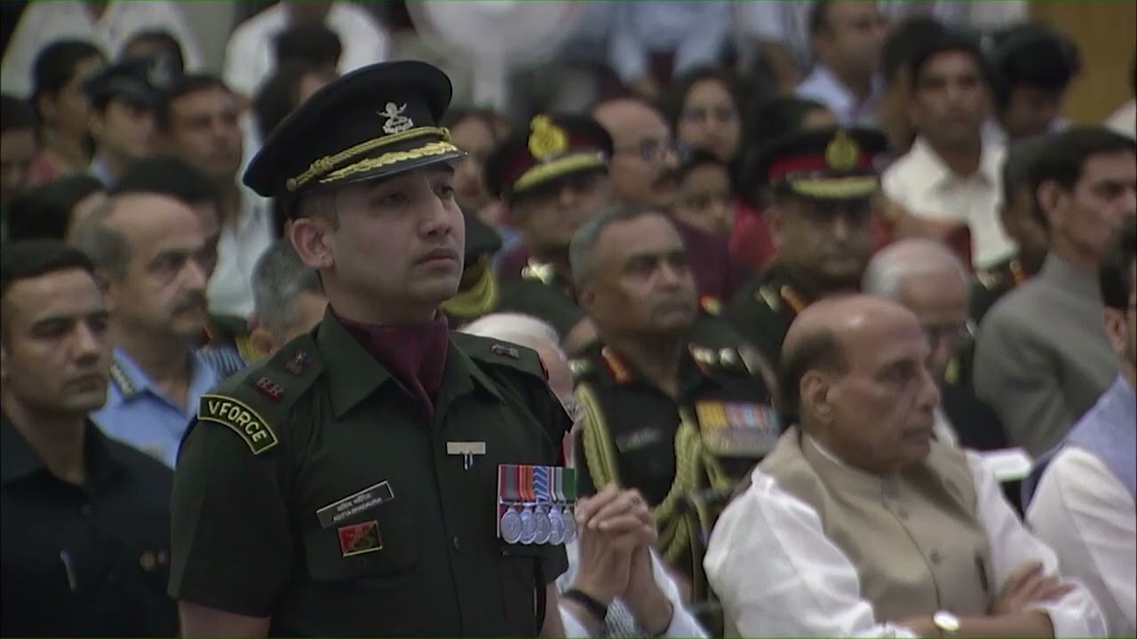 President Droupadi Murmu presents Shaurya Chakra to Major Aditya Bhadauria