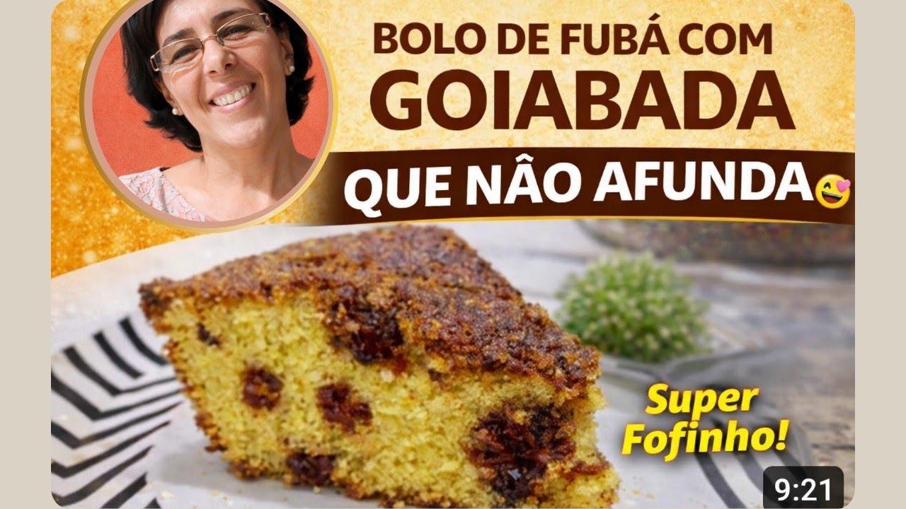 BOLO DE FUBÁ COM GOIABADA QUE NÃO AFUNDA 😍