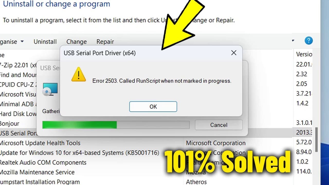 Error 2503. Called RunScript when not marked in progress - How To Fix Uninstall or Install Program ✅