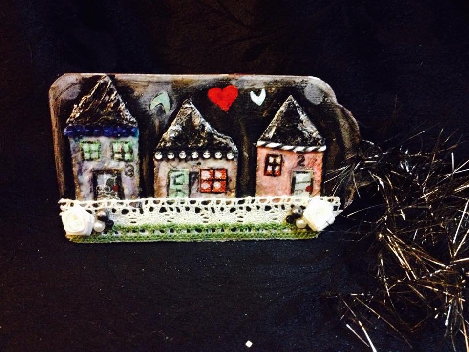 Part 3 mixed-media houses I made on the tag