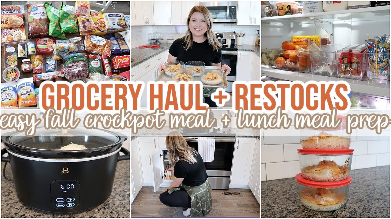 WALMART GROCERY HAUL + FRIDGE AND PANTRY RESTOCK | EASY FALL CROCKPOT MEAL | LUNCH MEAL PREP