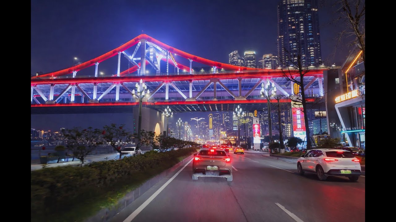 4k driving/night drive  along Jialing river in the world's largest city Chongqing/夜驾世界最大城市重庆嘉陵江畔