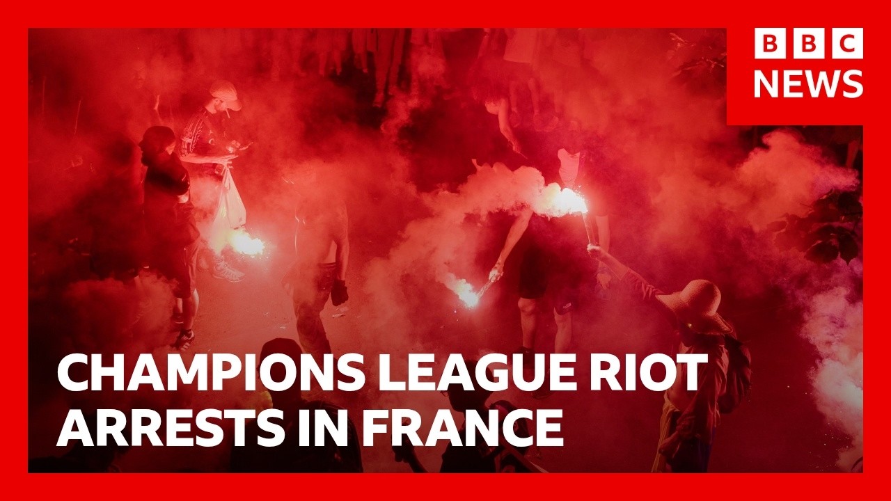 Hundreds arrested and dozens of police injured after Champions League riots in France | BBC News