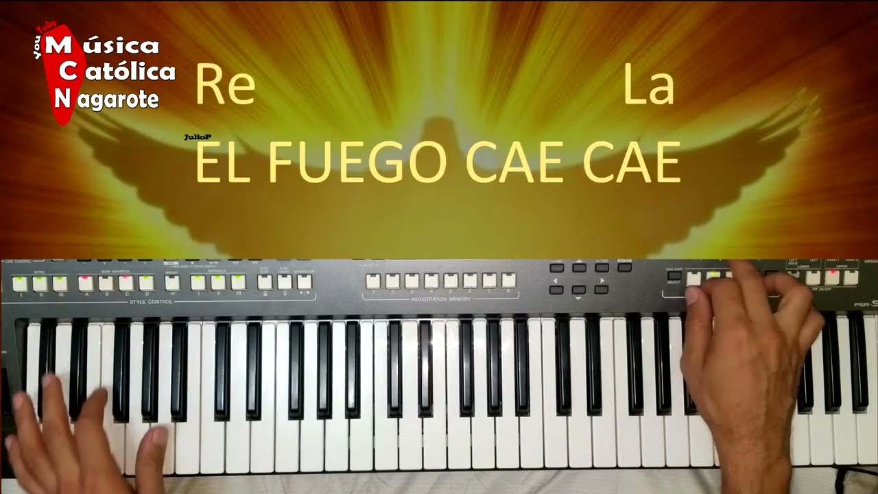 EL FUEGO CAE CAE alabanza ritmo de cumbia pista letra y acordes en Re